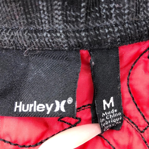 Hurley Black Grey Quilted Button Front Jacket - Picture 4 of 6